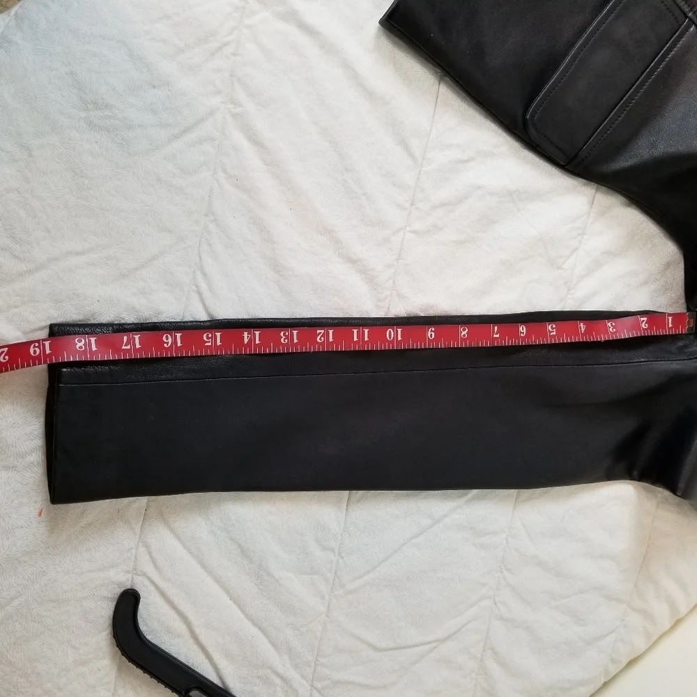 Peruvian Connection Sutton Place black leather jacket tab collar peplum NWOT 4 - Picture 6 of 11